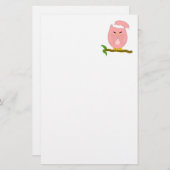 Pink Night Owl Design Briefpapier (Vorne/Hinten)