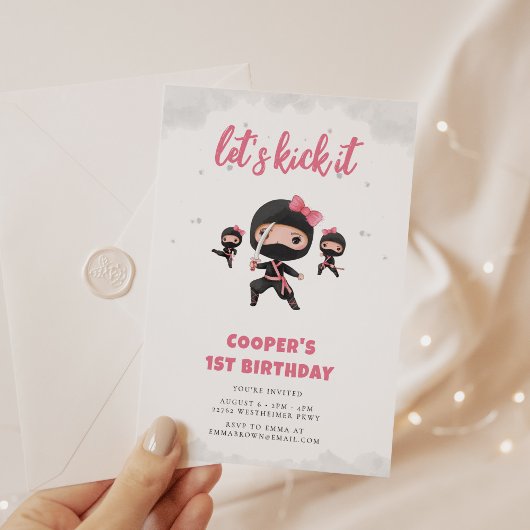 Pink Ninja Birthday Einladung