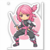 Pink Ninja Girl Aufkleber (Vorderseite)