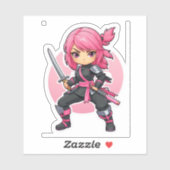 Pink Ninja Girl Aufkleber (Blatt)