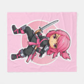 Pink Ninja Girl Fleecedecke (Vorderseite (Horizontal))