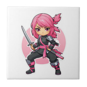 Pink Ninja Girl Fliese