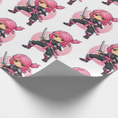 Pink Ninja Girl Geschenkpapier (Ecke)