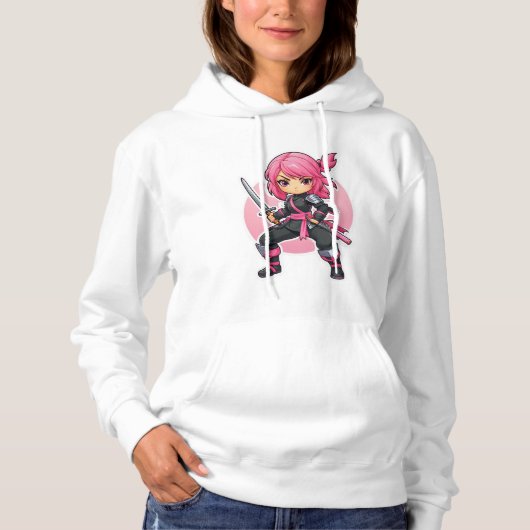 Pink Ninja Girl Hoodie (Vorderseite)