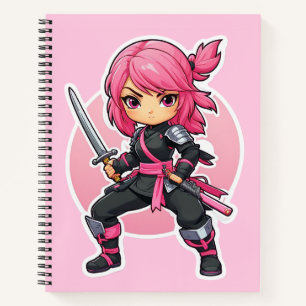 Pink Ninja Girl Notizblock
