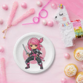 Pink Ninja Girl Pappteller (Party)
