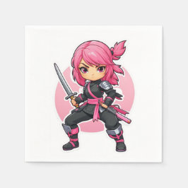 Pink Ninja Girl Serviette