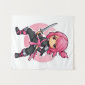 Pink Ninja Girl Wandteppich (Vorderseite (Horizontal))