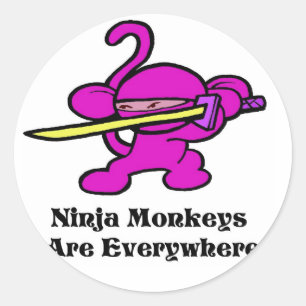 Pink Ninja in Wache Runder Aufkleber