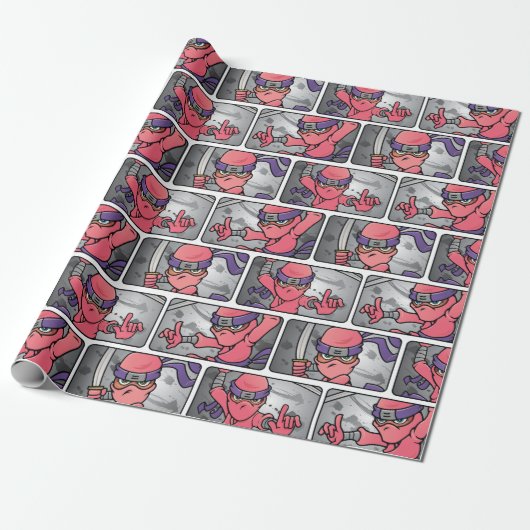 Pink Ninja individuell einstellbar Geschenkpapier (Ungerollt)