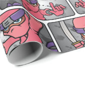 Pink Ninja individuell einstellbar Geschenkpapier (Rolleneckpunkt)