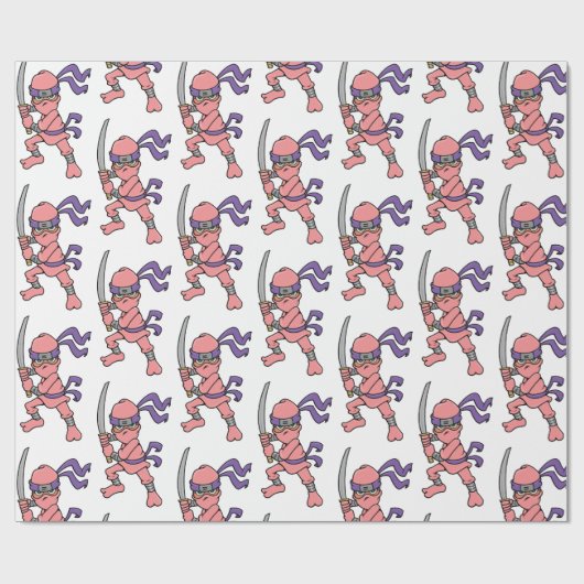 Pink-Ninja-Muster individuell anpassbar Geschenkpapier (Flach)