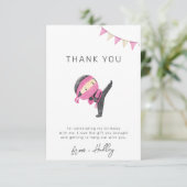 Pink Ninja Party Danke, Card Dankeskarte (Stehend Vorderseite)
