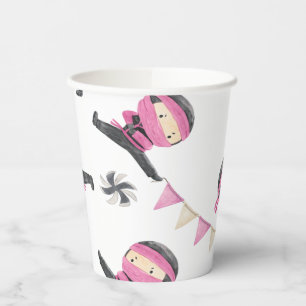 Pink Ninja Party Paper Cups Pappbecher