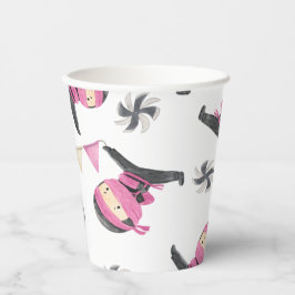 Pink Ninja Party Paper Cups Pappbecher