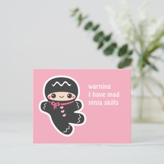 Pink Ninjabread Man Postkarte (Stehend Vorderseite)