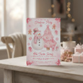 Pink Nontraditional Snowman Tree Christmas Party Einladung