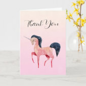 Pink Nordic Unicorn mit Black Mane Vielen Dank Karte (Gelbe Blume)