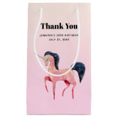Pink Nordic Unicorn mit Black Mane Vielen Dank Kleine Geschenktüte (Vorderseite)
