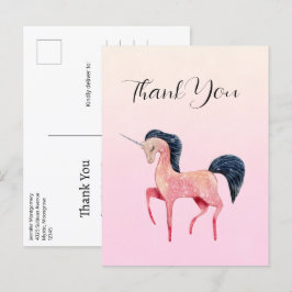 Pink Nordic Unicorn mit Black Mane Vielen Dank Postkarte