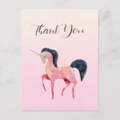 Pink Nordic Unicorn mit Black Mane Vielen Dank Postkarte (Vorderseite)
