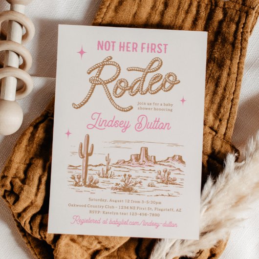 Pink Not Her First Rodeo Baby Shower Invitation Einladung