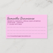 Pink Note Side Janitorial Lady Reinigung Visitenkarte (Rückseite)