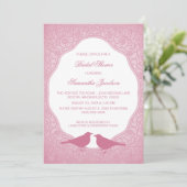 Pink Nouveau Floral Frame Brautparty laden ein Einladung (Stehend Vorderseite)