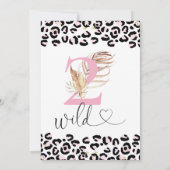Pink Number Foliage Safari Zwei Wilde Geburtstag Einladung (Rückseite)