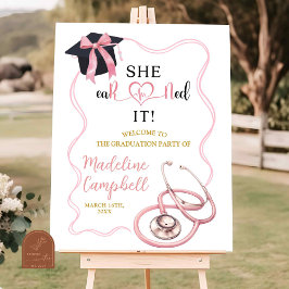 Pink Nurse Coquette Graduation Party Poster