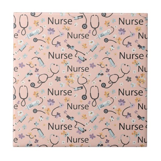 Pink Nurse Life Nahtloses Muster (3) Fliese (Vorderseite)