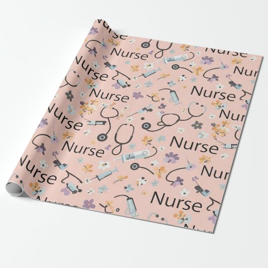 Pink Nurse Life Nahtloses Muster (3) Geschenkpapier (Ungerollt)