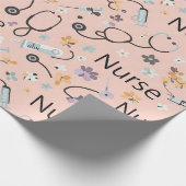 Pink Nurse Life Nahtloses Muster (3) Geschenkpapier (Ecke)