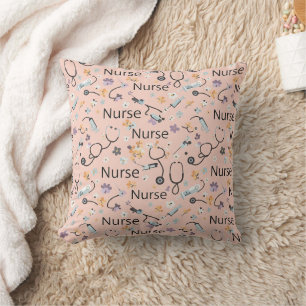 Pink Nurse Life Nahtloses Muster (3) Kissen
