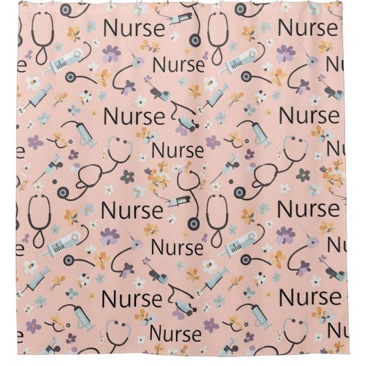 Pink Nurse Life Seamless Pattern (3) Duschvorhang (Vorderseite)
