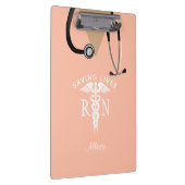 Pink Nurse Scrub Top Stethoscope Personalisiert Klemmbrett (Rechts)