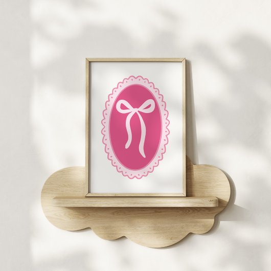 Pink Nursery Art - Coquette Oval Frame & Bow Poster