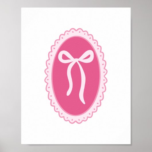 Pink Nursery Art - Coquette Oval Frame & Bow Poster (Vorne)