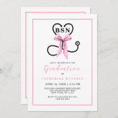 Pink Nursing School BSN Graduation Party Einladung (Vorne/Hinten)