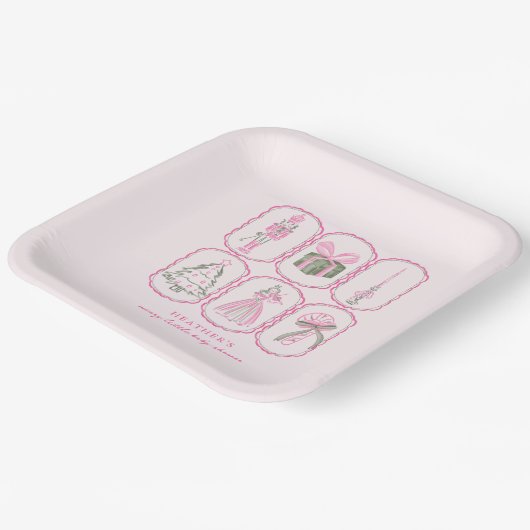 Pink Nutcracker A Merry Little Baby Shower Pappteller (Gewinkelt)