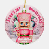 Pink Nutcracker Baby 1. Weihnachtsgebäck Foto Orna Keramik Ornament (Vorne)