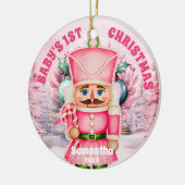 Pink Nutcracker Baby 1. Weihnachtsgebäck Foto Orna Keramik Ornament (Links)