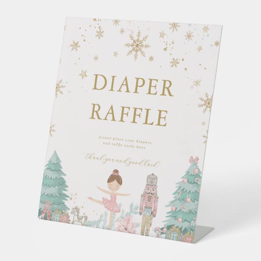 Pink Nutcracker Baby Shower Diaper Raffle Sign Sockelschild (Vorderseite)