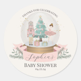 Pink Nutcracker Baby Shower Favoriten Runder Aufkleber