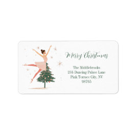 Pink Nutcracker Ballerina Adressaufkleber
