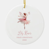 Pink Nutcracker Ballerina Baby's First Christmas Keramik Ornament (Vorne)