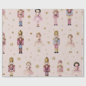 Pink Nutcracker Ballerina Christmas Geschenkpapier (Flach)