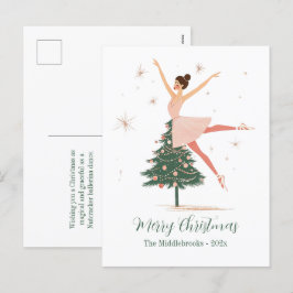 Pink Nutcracker Ballerina Postcard Feiertagspostkarte