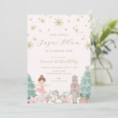 Pink Nutcracker Ballet 1st Birthday Invitation Einladung (Stehend Vorderseite)