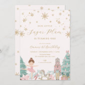 Pink Nutcracker Ballet 1st Birthday Invitation Einladung (Vorne/Hinten)